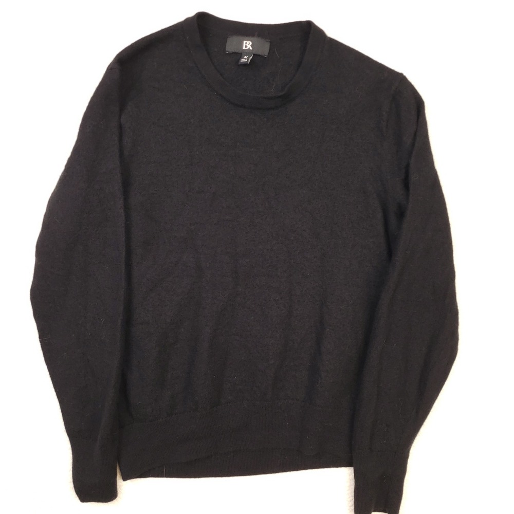 Banana Republic Sweater Womens Medium Black Merino Wool Crew Neck Knit